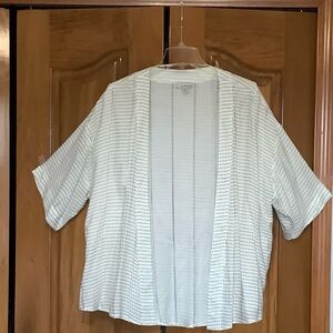 Allison Joy White Sheer Cardigan with Black Dash Details